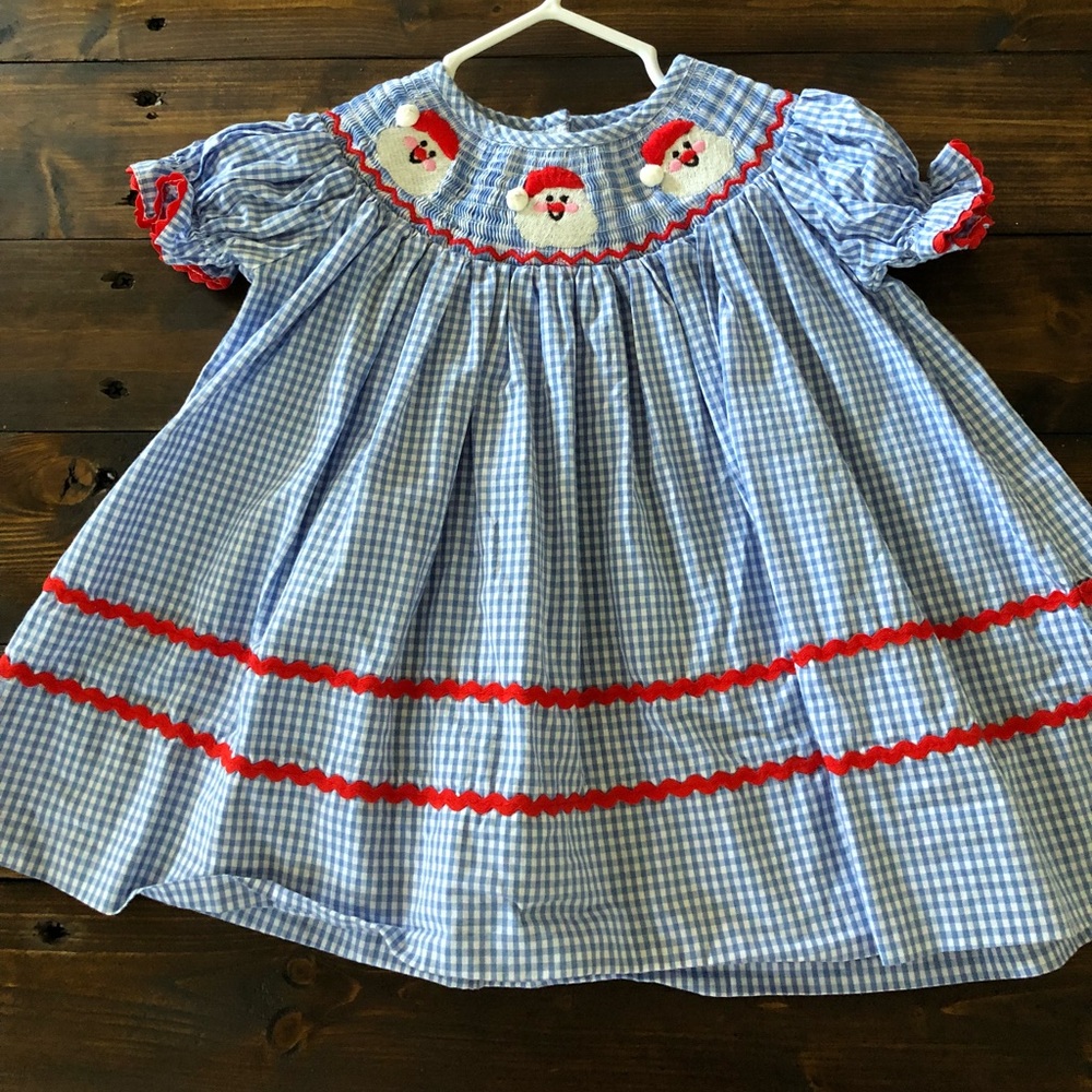 Baby Girl Smocked Santa Dress